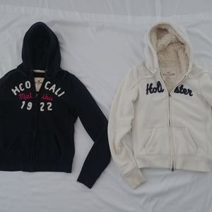 Hollister lot of 2 Women’s Long Sleeve full zip up hoodie Jackets Medium & Large